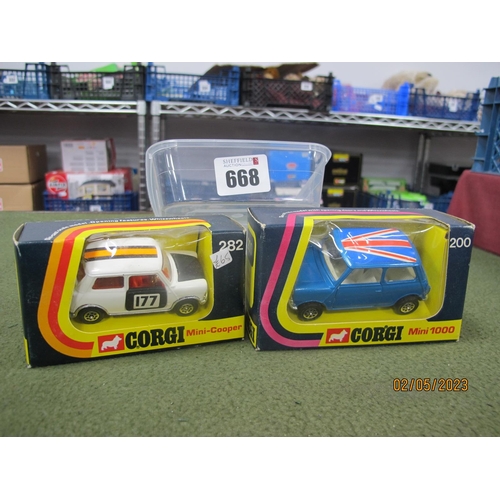 668 - Two Boxed Diecast Model Mini's comprising of Whizz Wheels #282 BMC Mini Cooper 'S', #200 Mini 1000.