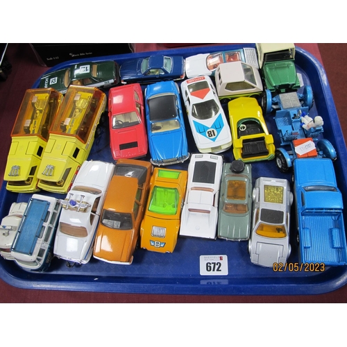 672 - An Interesting Collection of Mainly 1970's Diecast Model Vehicles, by Corgi, Dinky, Matchbox, to inc... 