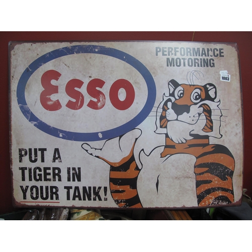 1003 - A Metal Advertising Wall Sign, Esso Performance Motoring, 50 x 70cm.