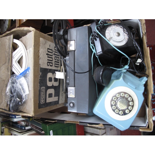 1071 - Black and Light Blue Plastic Anvil Telephones, projector:- One Box.