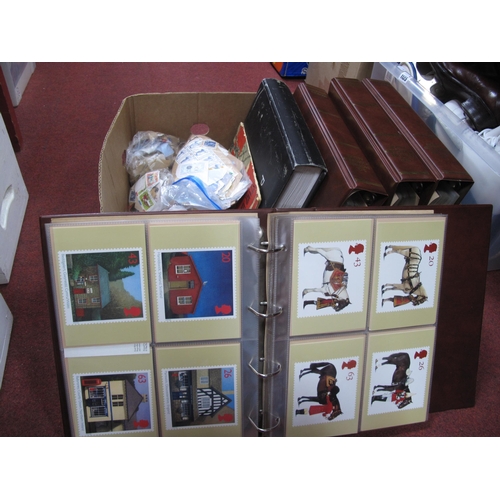 1124 - PHQ Cards, in five albums, quantity of loose stamps:- One Box.