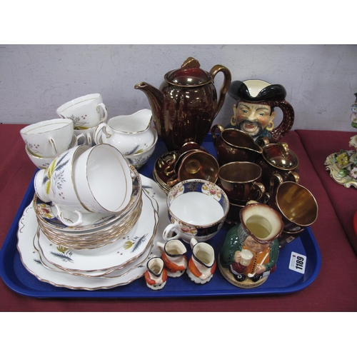 1189 - Carlton 'Rouge Royale' Coffee Set, Colclough tea ware, Doulton Midwinter character jugs, etc:- One T... 