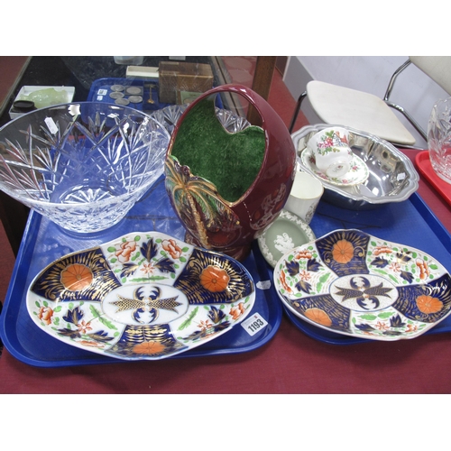 1193 - Imari Style Hand Painted Dishes, (one chipped), Beswick palm tree basket (damaged), Royal Albert 