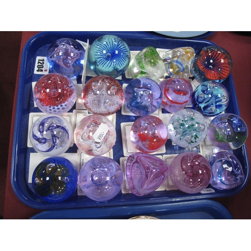 1204 - Twenty Caithness Paperweights, with certificates to include:- 'Pixie', 'Mooncrystal', 'Lacemaker', '... 