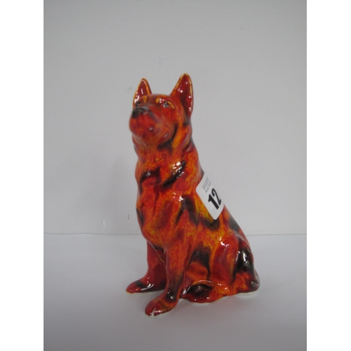 1264 - An Anita Harris Multi-Coloured Model of a German Shepherd Dog, gold signed, 12cm high.