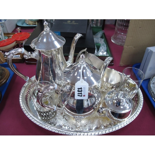 1317 - Grenadier Four Piece Plated Tea Service, with tray, sugar scoop, etc.