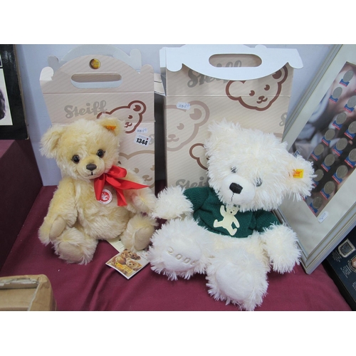 1344 - A Steiff Teddy Bear (Cosy Year 2008), boxed, together with a Steiff Teddy Bear, (growler Brummbar 33... 