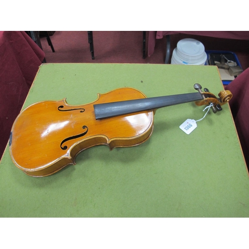 1366 - Violin, by Marknuekirchen, highly flamed two piece maple back, approximately 358mm length of back.