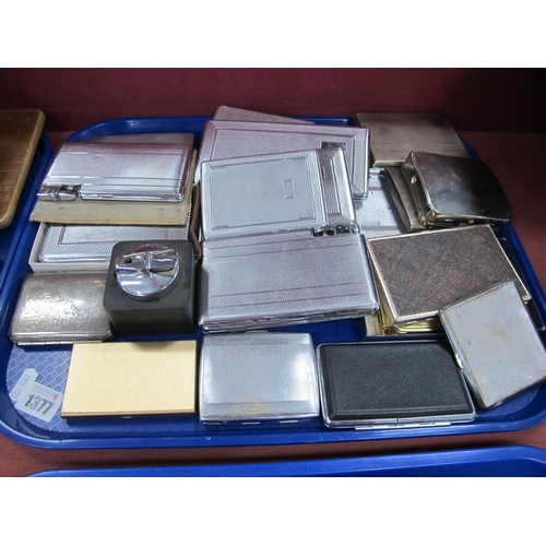 1377 - Cigarette Cases, in silver plate, chrome, Ronson cube, some with integral lighters, approximately tw... 