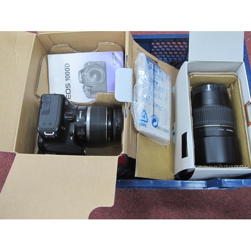 1539 - A Boxed Canon EOS 1000D Digital SLR Camera, with EF-S 18.55mm F3.5 - 5.6 lens, a Tamron Canon Fit AF... 