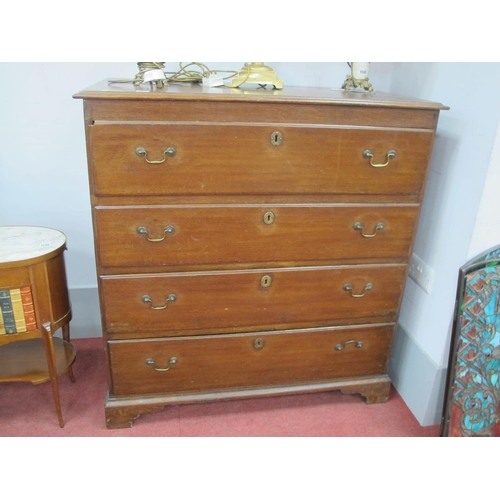 1547 - An XVIII Century Oak Chest of Four Drawers, with moulded edge, on bracket feet, 100cm wide.