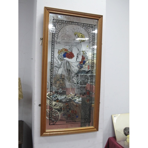 1549 - Art Nouveau Style 'Mucha' Wall Mirror, in wooden frame 84 x 41.5cm.