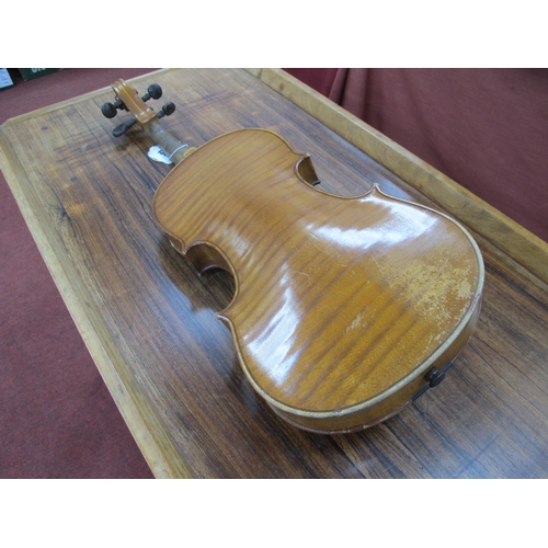 1362 - German Violin Circa Late XIX Century One Piece Back, bridge and strings absent, length of back appro... 