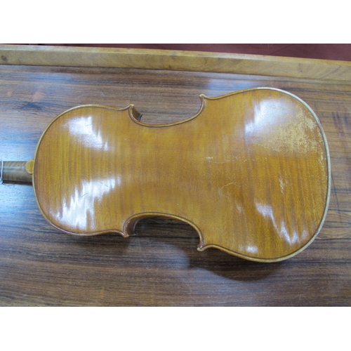 1362 - German Violin Circa Late XIX Century One Piece Back, bridge and strings absent, length of back appro... 