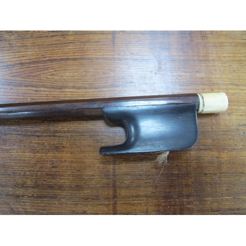 1363 - An Open Trench Cello Bow, with bone finial by Frog, 71cm long.