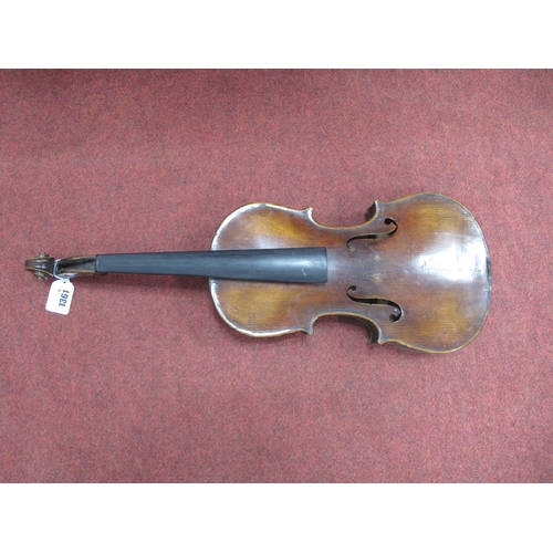 1361 - Violin, probably late XIX Century, with two piece back, no visible label, approximately 360mm length... 