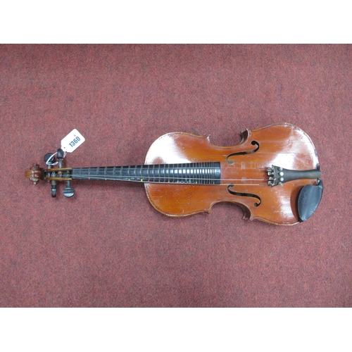 1360 - Violin 3/4 Size, two piece back, 'Manby System S 2210', to finger board, approximately 335mm, length... 