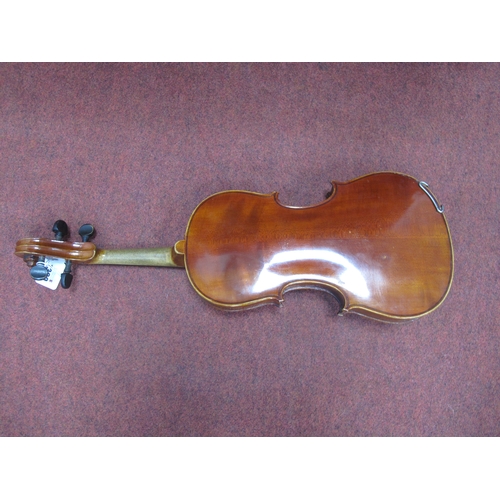 1360 - Violin 3/4 Size, two piece back, 'Manby System S 2210', to finger board, approximately 335mm, length... 