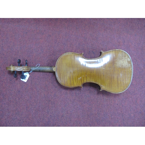 1362 - German Violin Circa Late XIX Century One Piece Back, bridge and strings absent, length of back appro... 