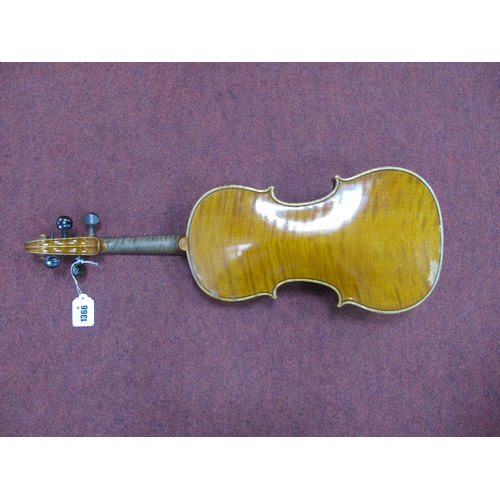 1366 - Violin, by Marknuekirchen, highly flamed two piece maple back, approximately 358mm length of back.