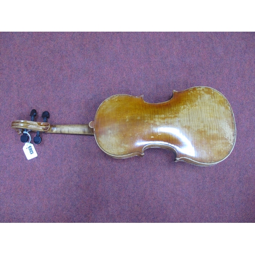 1365 - Violin, German, with one piece back no visible label, approximately 358mm length of back.