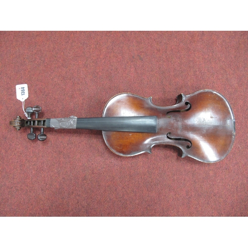 1364 - A German Violin, , with one piece back, finger board loose, 354mm length of back.