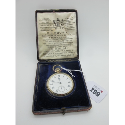 299 - Waltham USA; A Gold Plated Cased Openface Pocket Watch, the signed white dial with black Roman numer... 