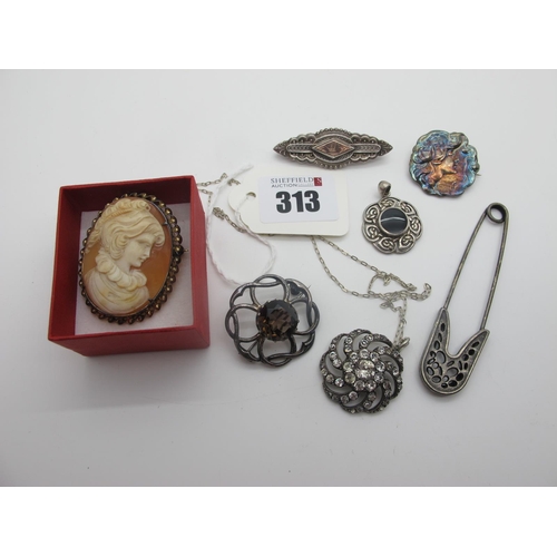 313 - Victorian Hallmarked Silver and Other Brooches, 