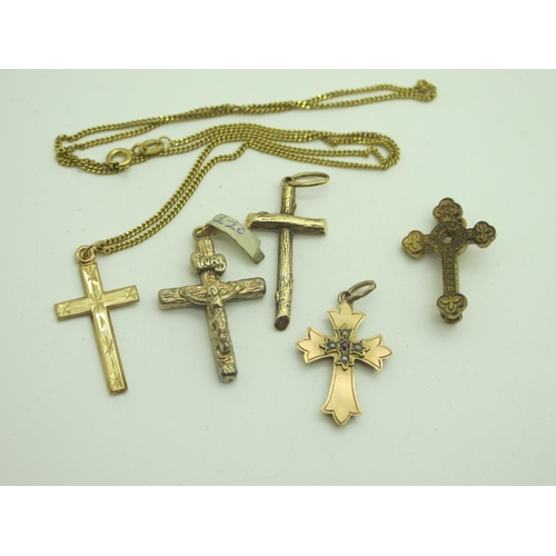 323 - Cross Pendants, cross pendant on chain, cross brooch.