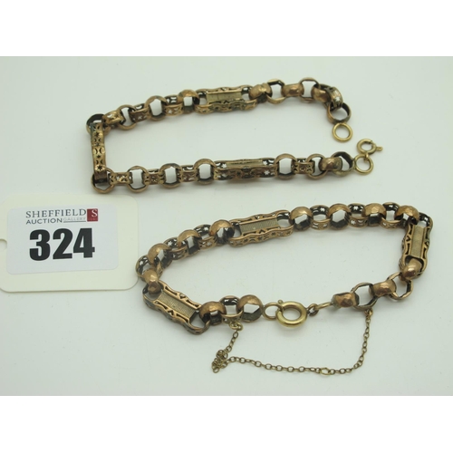 324 - A Victorian Style Fancy Link Bracelet, together with another similar. (2)