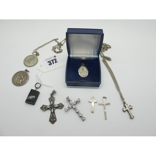 372 - 925and Other Cross Pendants, St. Christopher pendants, Victorian charm pendant etc.