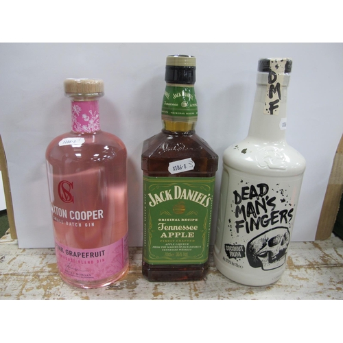 1010 - Spirits - Jack Daniel's Tennessee Apple Liqueur, 70cl; Saxton Cooper Pink Grapefruit Gin, 70cl; Dead... 