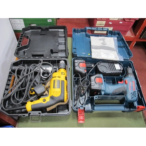 1049 - A Bosch GSR 12.2 Professional Drill, De Walt drill, both untested sold for parts only. (2)