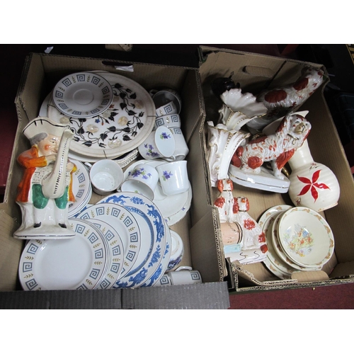 1050 - Doulton 'Bunnykins' Series Dishes and Plates, cornucopia vases, Booth's plates, pair of dogs, Victor... 