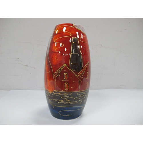 1211 - An Anita Harris 'Potteries Past' Skittle Vase, gold signed, 16.5cm high.