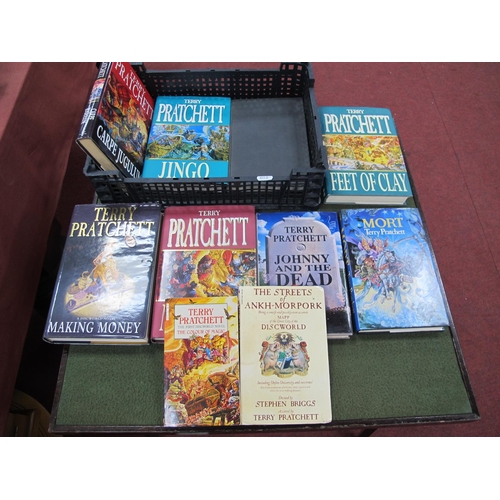 1367 - Terry Pratchet Books, Hogfather, signed , Making Money and other novels:- One Basket.