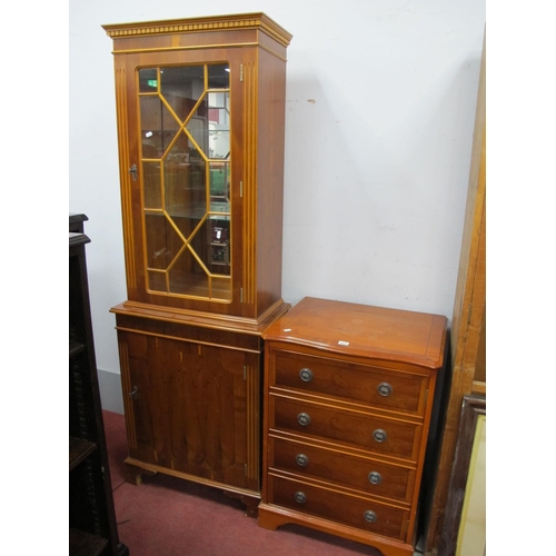 1475 - A Yew Wood Display Cabinet, with dental cornice, astragal glaze upper door over panelled door, 63.5c... 