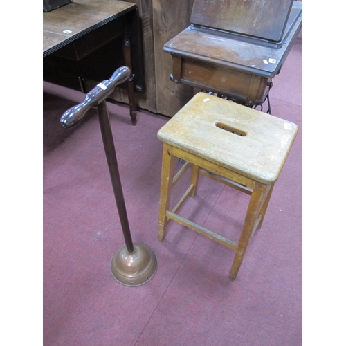 1487 - A XX Century Stool, together with a copper posser.