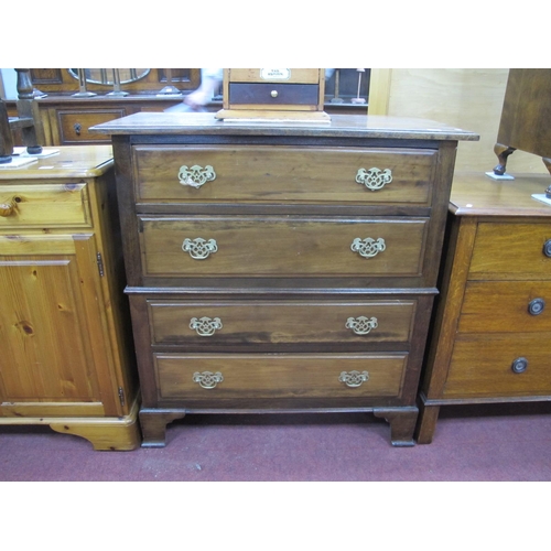 1493 - A XX Century Walnut Chest of Drawers, with four long drawers on bracket feet, 92cm wide.