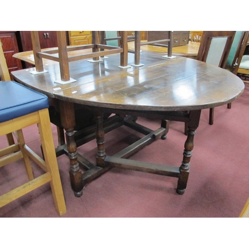 1503 - Titchmarsh & Goodwin Oak Gate Leg Table, with drop leaves, single drawer on turned and block support... 