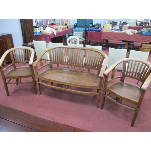 1518 - Hardwood Conservatory Furniture Two Seater Settee; together with two armchairs.