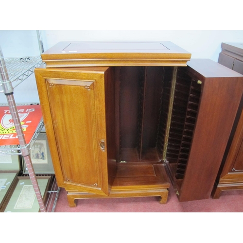 1527 - A Chinese Style Hardwood, C.D Cabinet, with hinged panelled doors, 60cm wide.