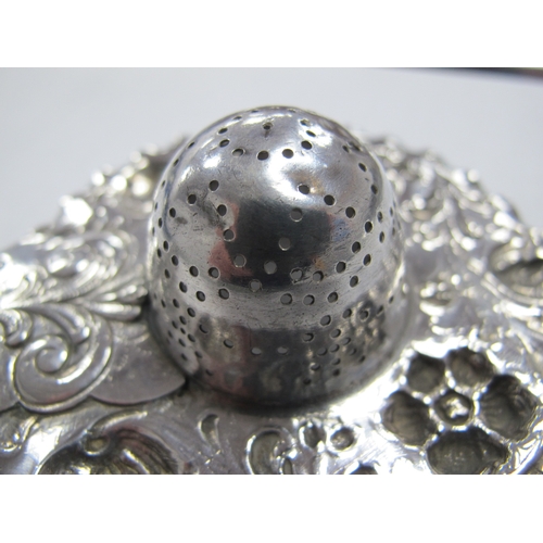 269 - A Decorative Hallmarked Silver Tea Strainer, SB&Co Ltd, F import mark, London 1900, also indistinctl... 