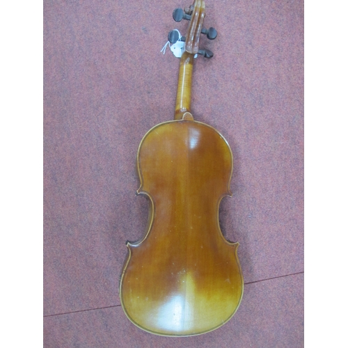 1387 - Violin 1/2 Size Two Piece Back, with label Copie De Antonius Stradiyarius Cremonensis Faciebat Anno ... 