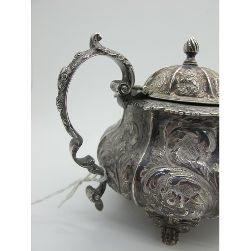 85 - A Georgian Hallmarked Silver Lidded Mustard, John Edward Terrey & Co, London 1834, of circular balus... 