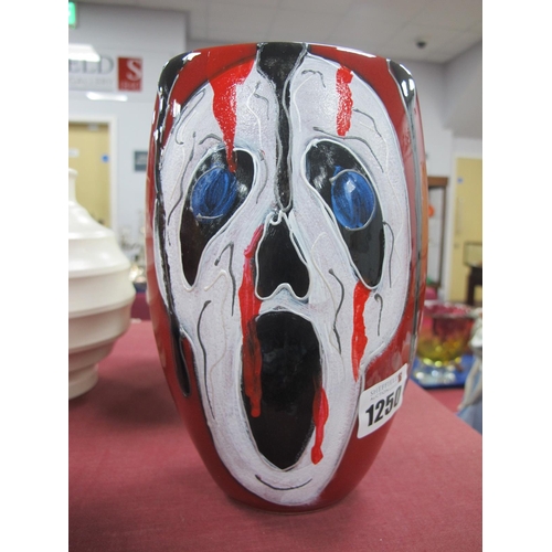 1250 - An Anita Harris Spooky Halloween Oval Vase called 'Scream', gold signed, 18.5cm high.
