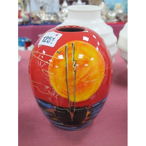 1251 - An Anita Harris 'Eventine Sunset' Delta Vase, gold signed, 14.5cm high.