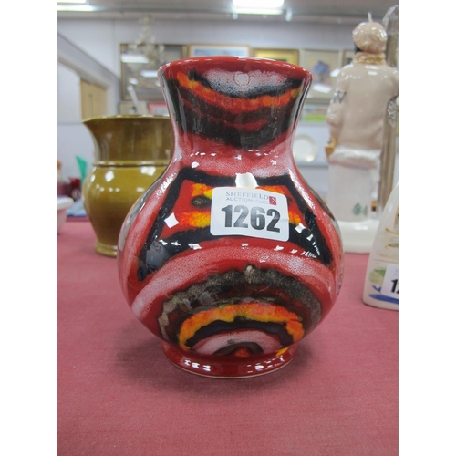 1262 - An Anita Harris 'Labyrinth' Trojan Vase, gold signed, 13.5cm high.