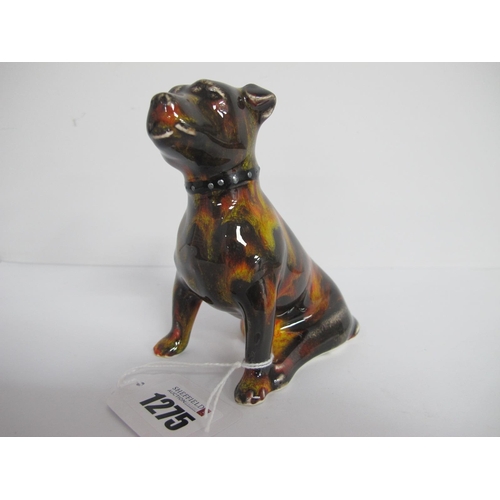 1275 - An Anita Harris Model of a Seated Staffy Dog, gold signed, 11cm high.