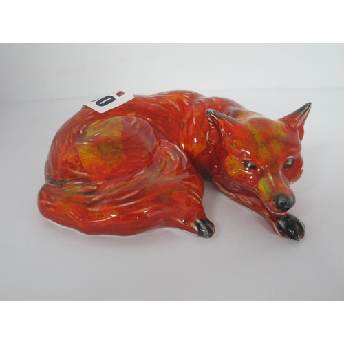 1290 - A Lorna Bailey Curled Fox Figure, gold signed, 12.5cm high.